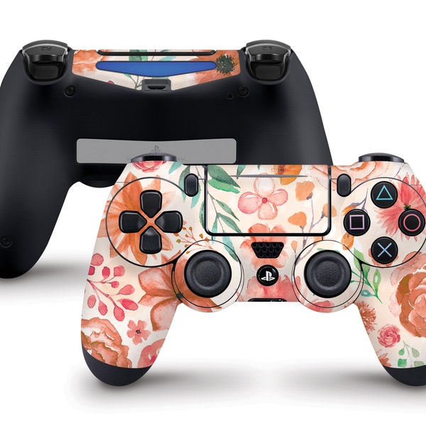 Orange Watercolor Flowers Skin For The PS4 Controller | Fits Both Dualshock 4 and Dualshock 4 V2