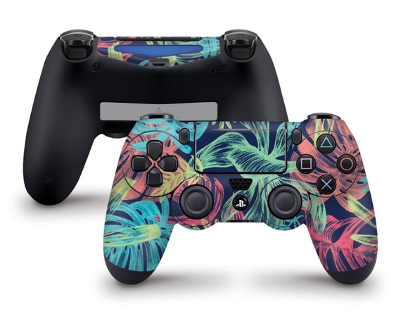 Tropical Leaves Neon Skin for the PS4 Controller Fits Both Dualshock 4 and Dualshock  4 V2 