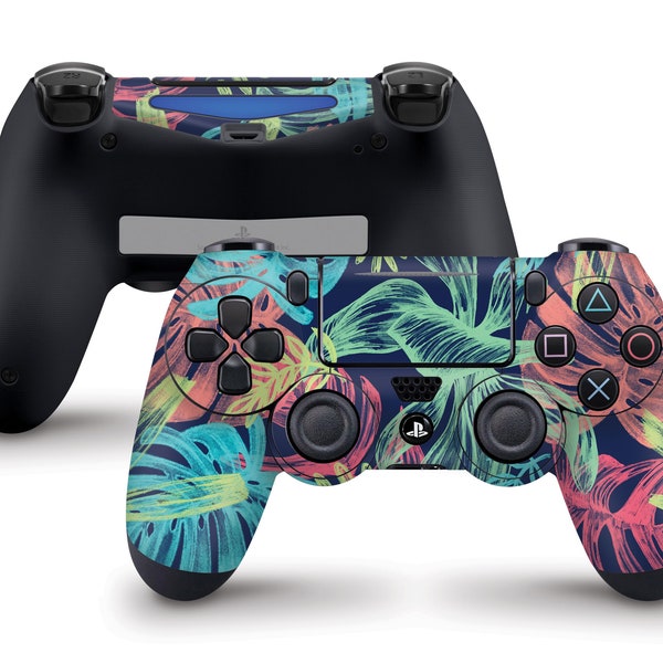 Tropical Leaves Neon Skin For The PS4 Controller | Fits Both Dualshock 4 and Dualshock 4 V2