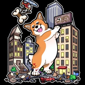 Corgzilla!!! 10cm Vinyl Aufkleber
