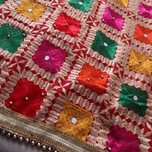 Heavy Phulkari Dupatta, Threadwork Phulkari, Multicoloured Chunni, Phulkari Chunni, Punjabi Dupatta, Jaggo Wear, Mehndi Wear, Indianwear