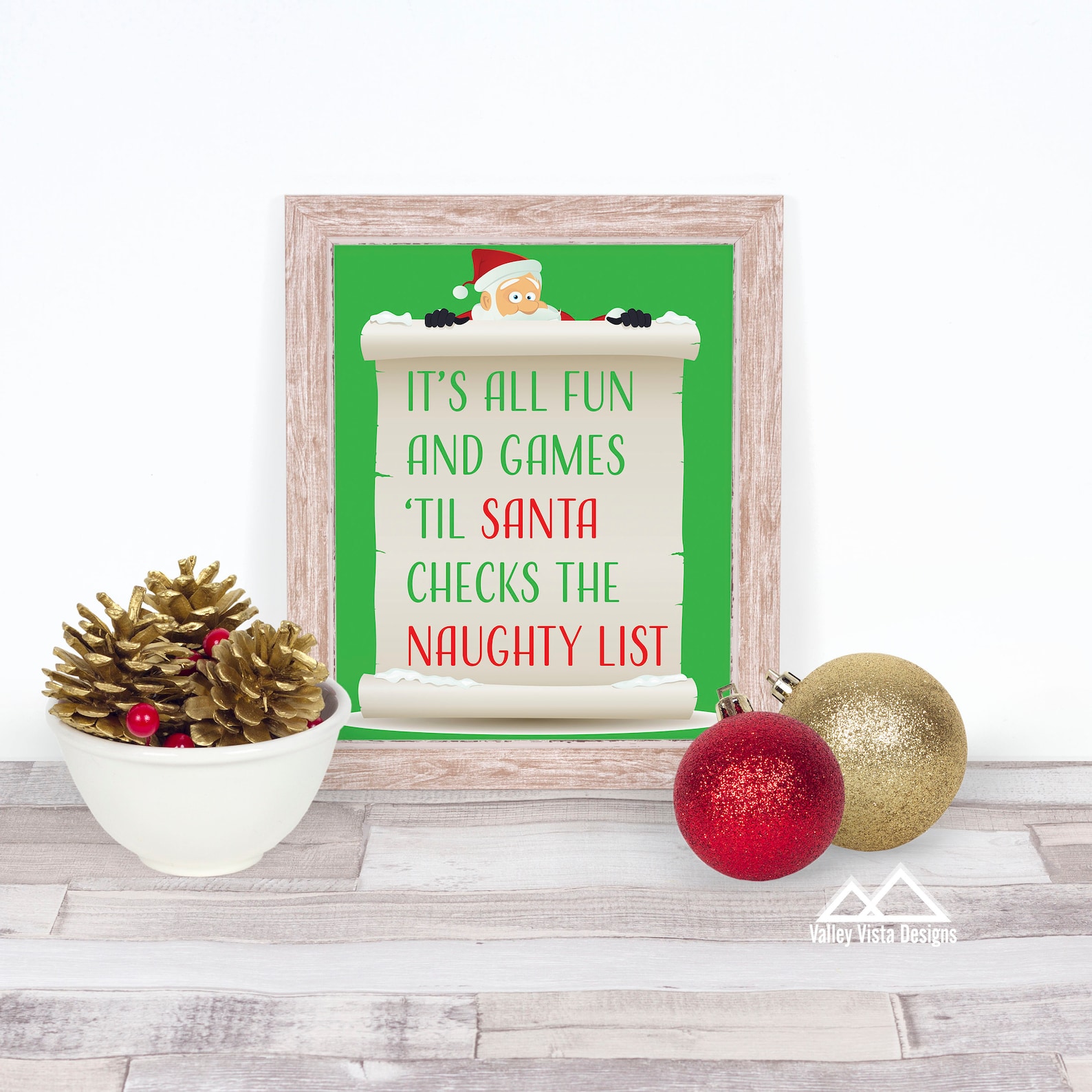PRINTABLE Santa's Naughty List Christmas Wall Art - Etsy