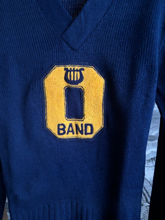 Vintage College Band Varsity Letterman Sweater Bl… - image 3