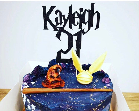 Personalised Harry Potter Cake Topper Custom Glitter Name And Etsy