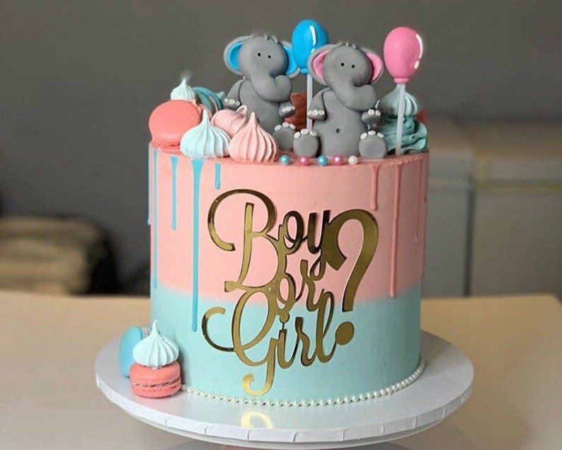 Gender Reveal Cake Topper Boy or Girl Cake Topper Baby Shower Etsy