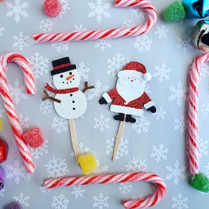 Christmas cupcake toppers, Holiday cupcake toppers, cupcake decoration, Christmas food pick, Snowman cupcake, Christmas party decor