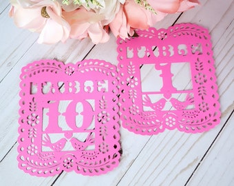 Papel picado table numbers (Set of 12),  Mexican theme wedding, table numbers, engagement party, destination wedding, Wedding table