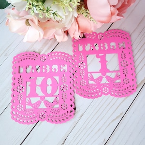 Papel picado table numbers (Set of 12),  Mexican theme wedding, table numbers, engagement party, destination wedding, Wedding table