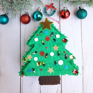 Christmas tree mini piñata Holiday piñata Pine tree pinata Mini tree decoration Christmas party favor Holiday ornament Holiday goft box (Ea)
