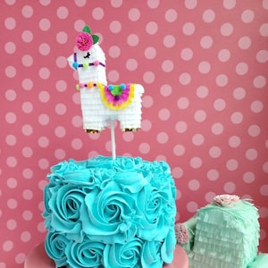 Llama cake topper Llama cake decoration Llama birthday party decoration Llama mini piñata cake topper Llama birthday Llama babyshower Ea image 3