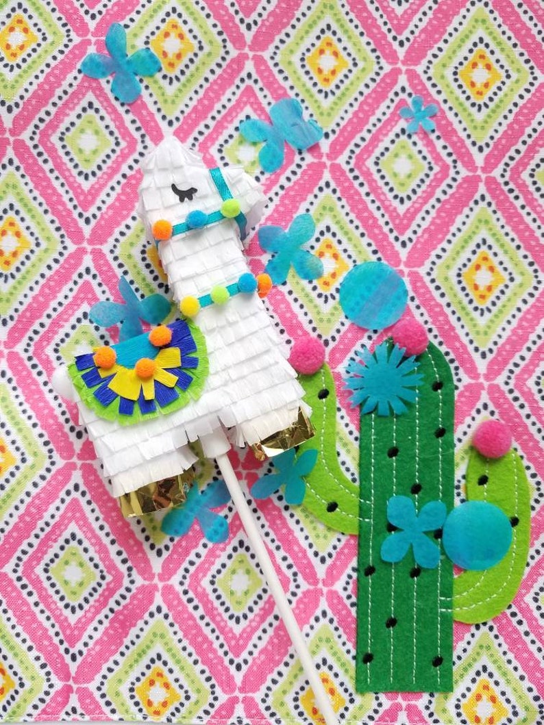 Llama cake topper Llama cake decoration Llama birthday party decoration Llama mini piñata cake topper Llama birthday Llama babyshower Ea image 5