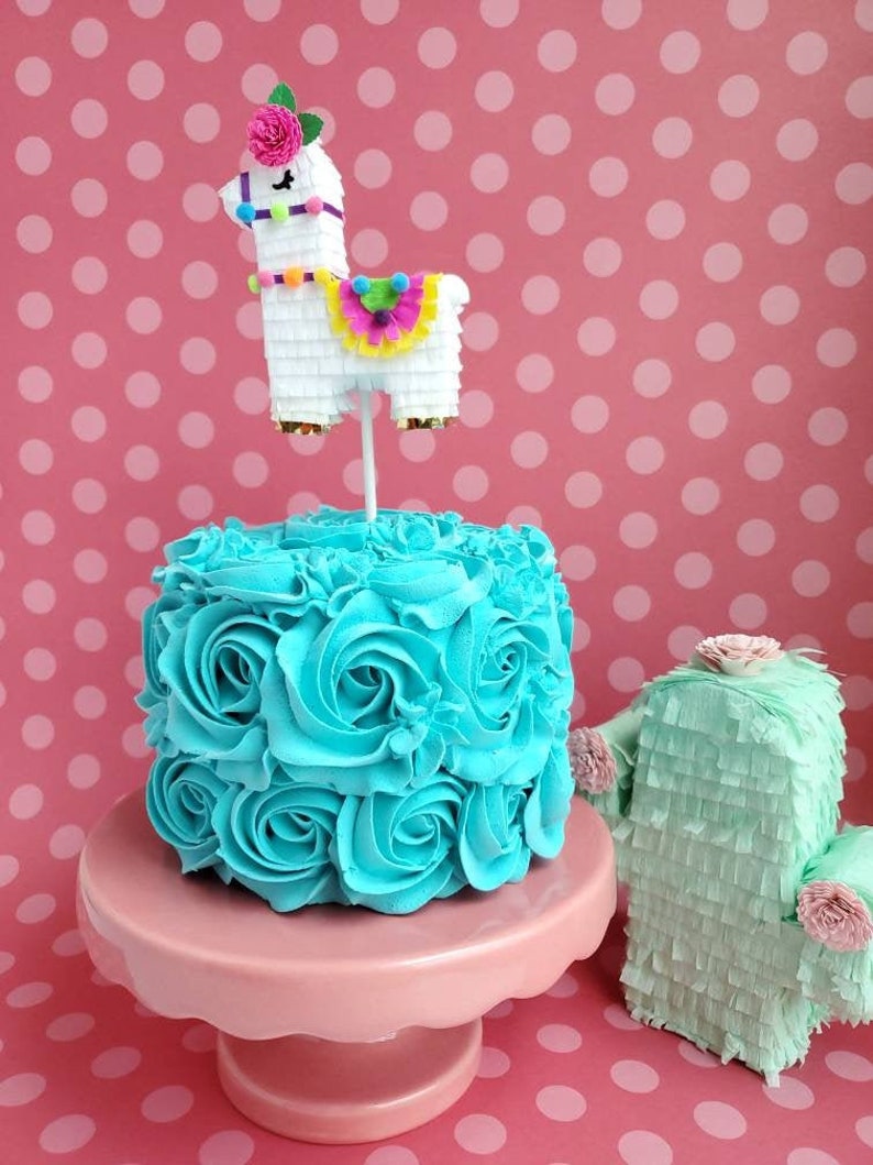 Llama cake topper Llama cake decoration Llama birthday party decoration Llama mini piñata cake topper Llama birthday Llama babyshower Ea image 3