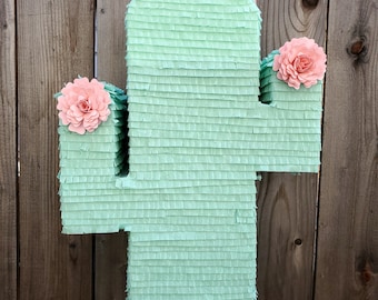 Boho cactus piñata, Cactus party, Cacti party, Mint Cactus, Mexican boho party decor, Llama party, Cactus party theme, Llama birthday