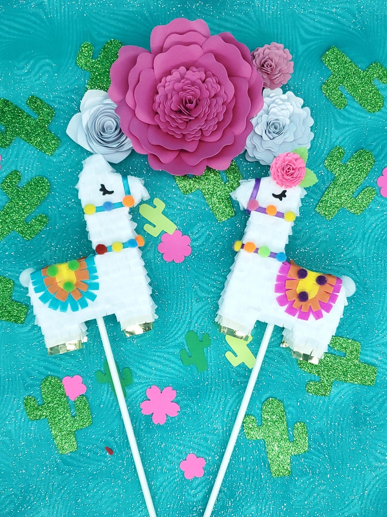 Llama cake topper Llama cake decoration Llama birthday party decoration Llama mini piñata cake topper Llama birthday Llama babyshower Ea image 2