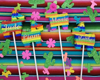 1x Mini piñata cake topper with name, Fiesta baby shower, Fiesta birthday, cinco de mayo, Taco party, Fiesta birthday, taco bout a baby