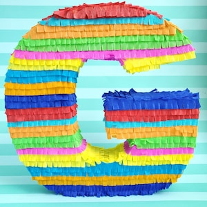 Letter piñata centerpiece (12&quot;), fringe letter, desert table decor, wedding decor, piñata style decor, fiesta theme, engagement fiesta