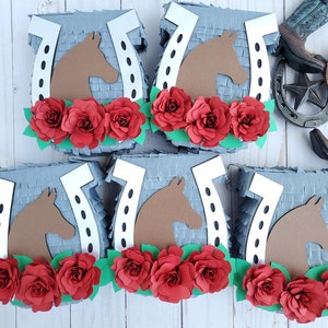 Horseshoe mini piñata 5.5 Western theme party favor Western Bridal shower Horse derby decoration Kentucky Derby party Cowgirl party Ea. image 2