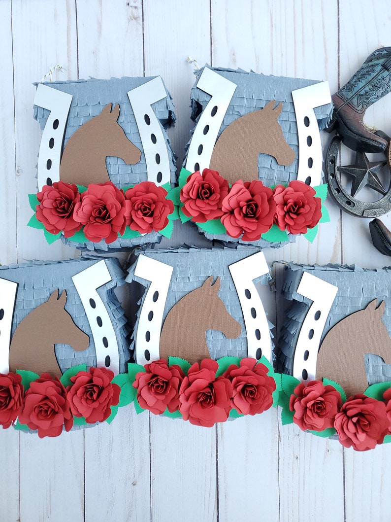 Horseshoe mini piñata 5.5 Western theme party favor Western Bridal shower Horse derby decoration Kentucky Derby party Cowgirl party Ea. image 2