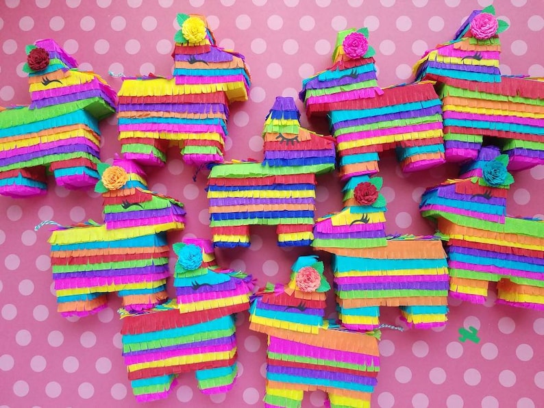 One 6 Mini donkey piñata favor, Bridesmaid proposal, Cinco de Mayo party favor, Mexican theme birthday, First Fiesta, Taco Twosday Mixed brights