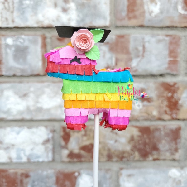 Fiesta Graduation cake topper (1x) Mini donkey cake topper with graduation cap Mexican theme cake decor Graduation cake decor