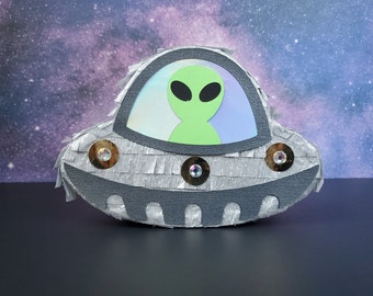 Mini piñata de nave espacial alienígena (1ct.), Fiesta temática espacial, Favor de fiesta alienígena, Cumpleaños alienígena, Tema fuera de este mundo, Decoración del espacio exterior