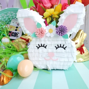 Bunny mini piñata 6&quot; Easter basket filler Easter egg hunt Some bunny party favor Bunny theme Easter party favor Rabbit gift box (Ea)