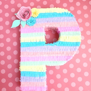 Letter or Number Pinata centerpiece (12&quot;) , Fiesta decoration, Fiesta theme party, Fringe Letter, Pinata decor, Wedding decor