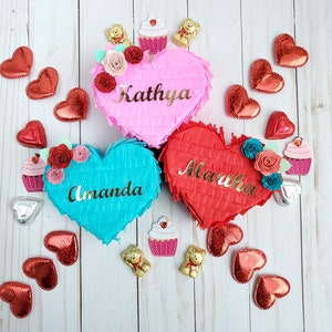 Mini heart piñata with flowers 5 Valentine's day mini piñata Galentine's day gift Mother's day gift box Conversation heart Heart decor Ea image 2