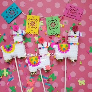 Llama cake topper Llama cake decoration Llama birthday party decoration Llama mini piñata cake topper Llama birthday Llama babyshower Ea image 4