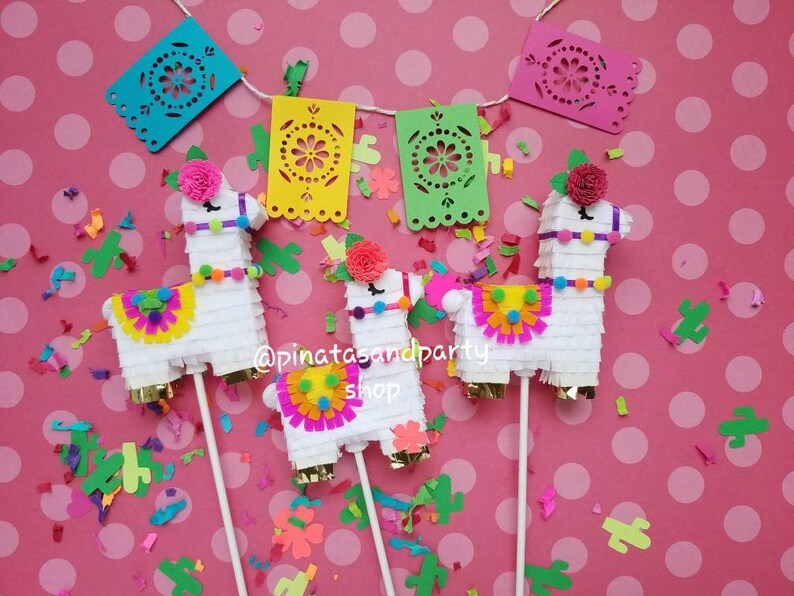 Llama cake topper Llama cake decoration Llama birthday party decoration Llama mini piñata cake topper Llama birthday Llama babyshower Ea image 4