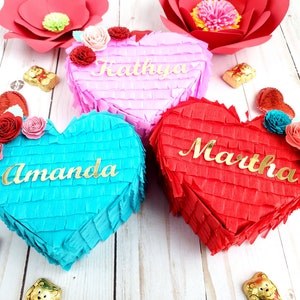 Mini heart piñata with flowers 5 Valentine's day mini piñata Galentine's day gift Mother's day gift box Conversation heart Heart decor Ea image 5