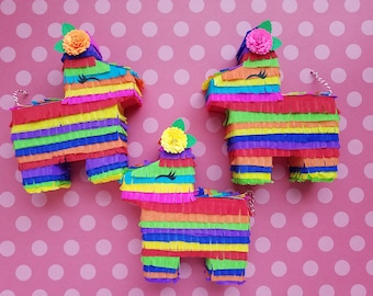 Mini Donkey (4.5") piñatas, Taco Twosday birthday, Fiesta wedding favors, Mexican theme party, First fiesta, Fiesta baby shower, SET OF 3
