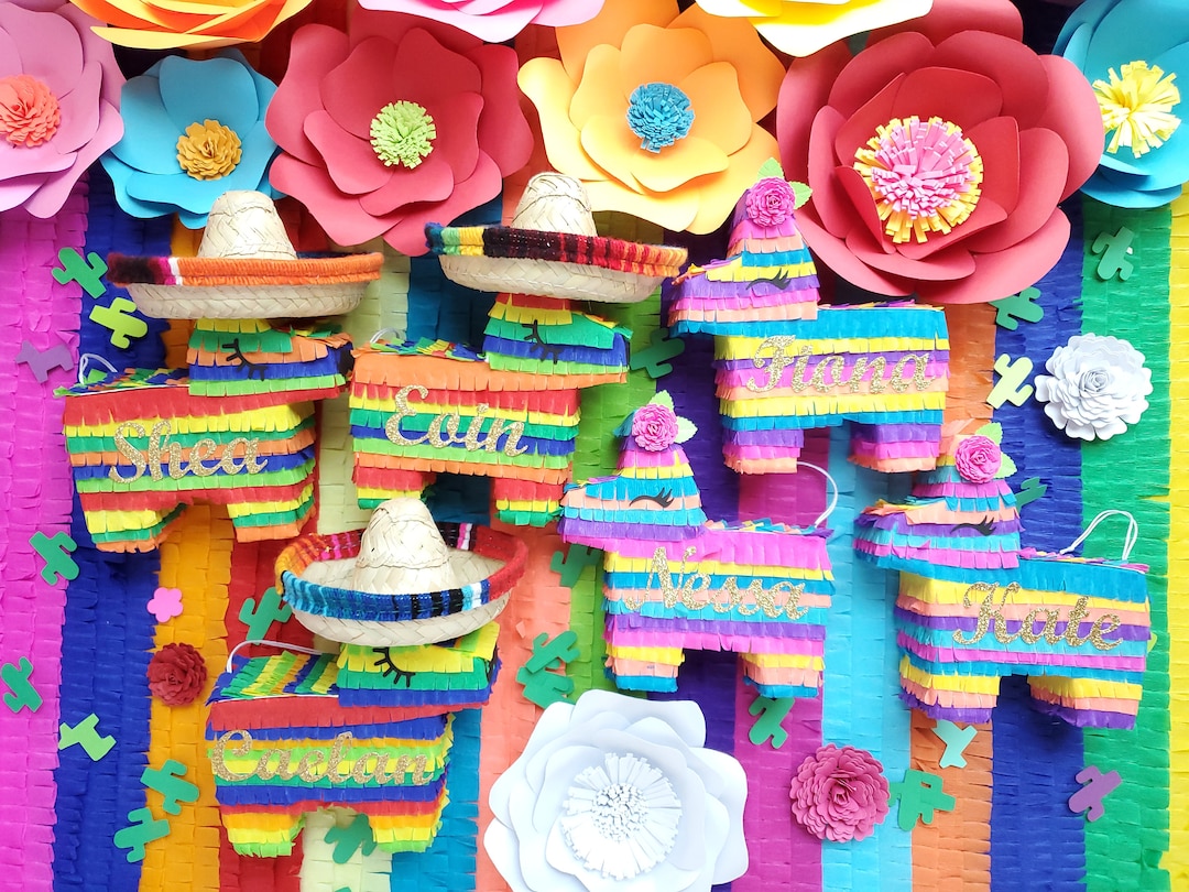Mini Pinata Set Set of 3 Custom Mini Donkey Piñatas, Fiesta Party Favors (4.5