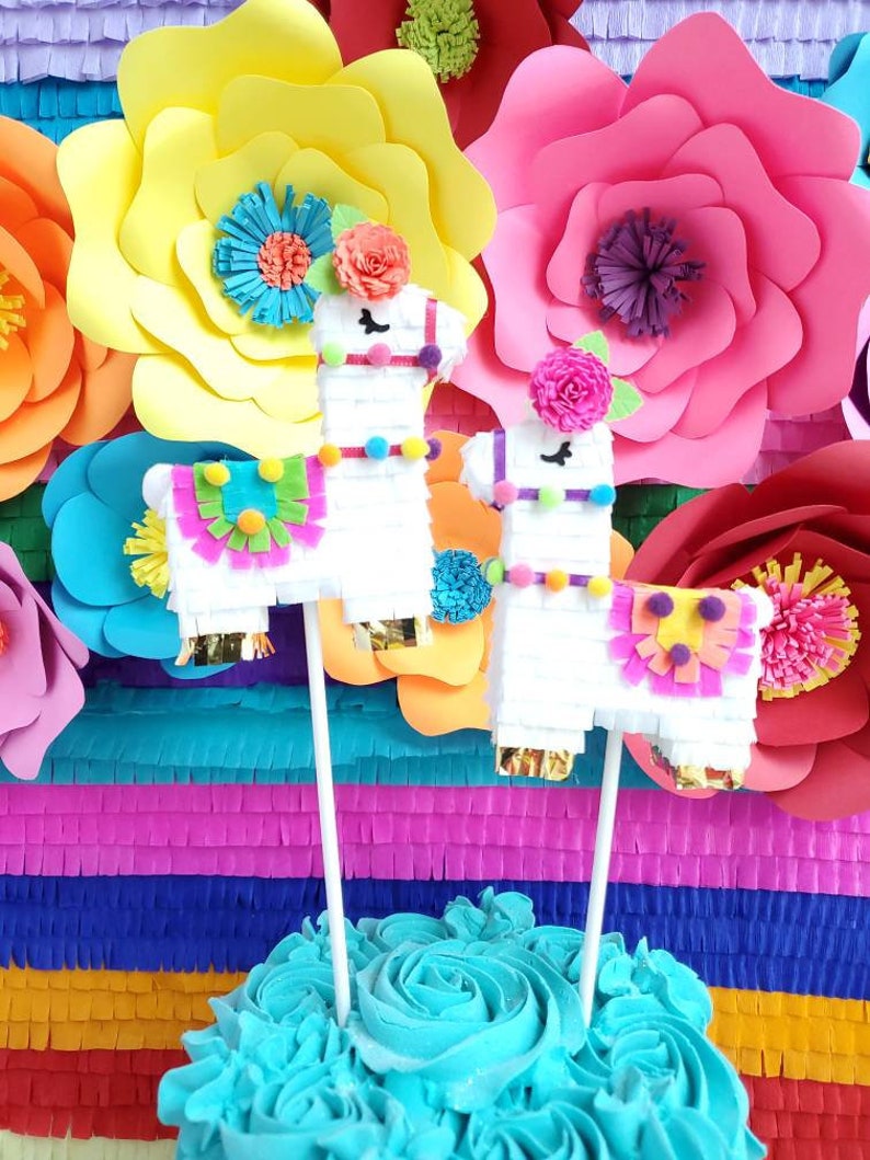 Llama cake topper Llama cake decoration Llama birthday party decoration Llama mini piñata cake topper Llama birthday Llama babyshower Ea image 1