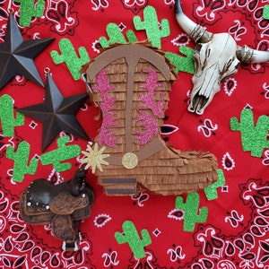 Mini Cowboy boot piñata 6&quot;| Cowgirl boot piñata|Western birthday|Western party|Wild West|Country theme|Sweet 16 party|Rodeo bachelorette