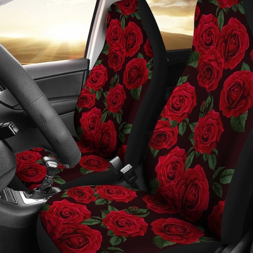 Red Roses Car Seat Cover 2 Pc Floral Pretty Magnolia Front Etsy