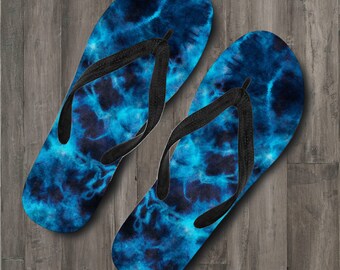Mens Womens Colorful Neon Tie Dye Print Abstract Art Flip Flops Beach Flip Flops Casual Slippers Sandals