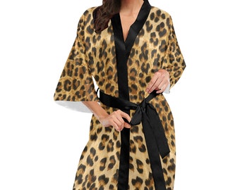 womens leopard print dressing gown