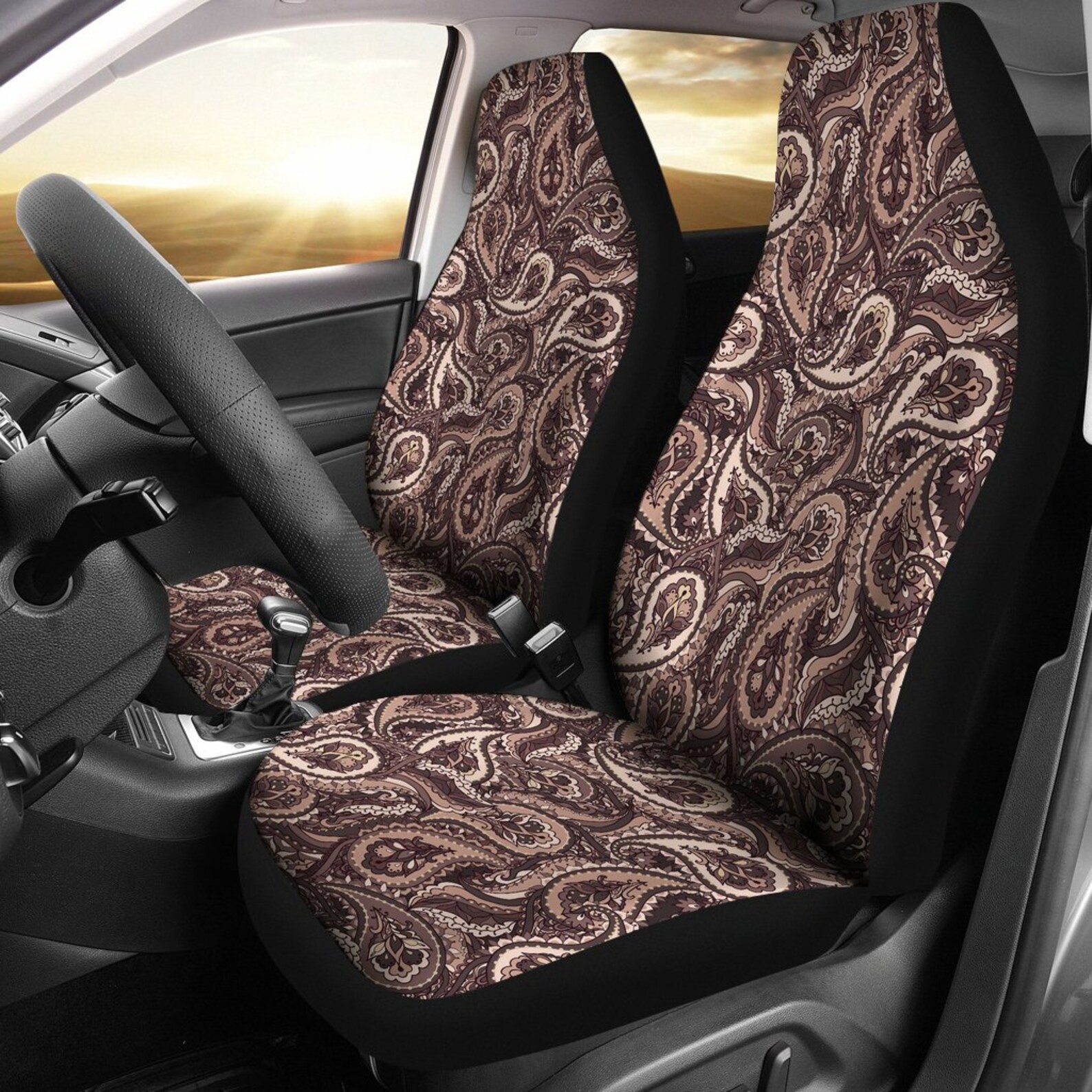Brown Decor Car Seat Covers Pair 2 Front Seat Covers Car Etsy