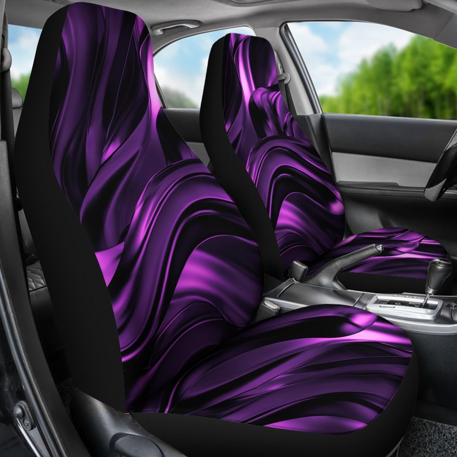 Purple / Pink Black Abstract Swirls Car Seat Covers Pair 2 Etsy