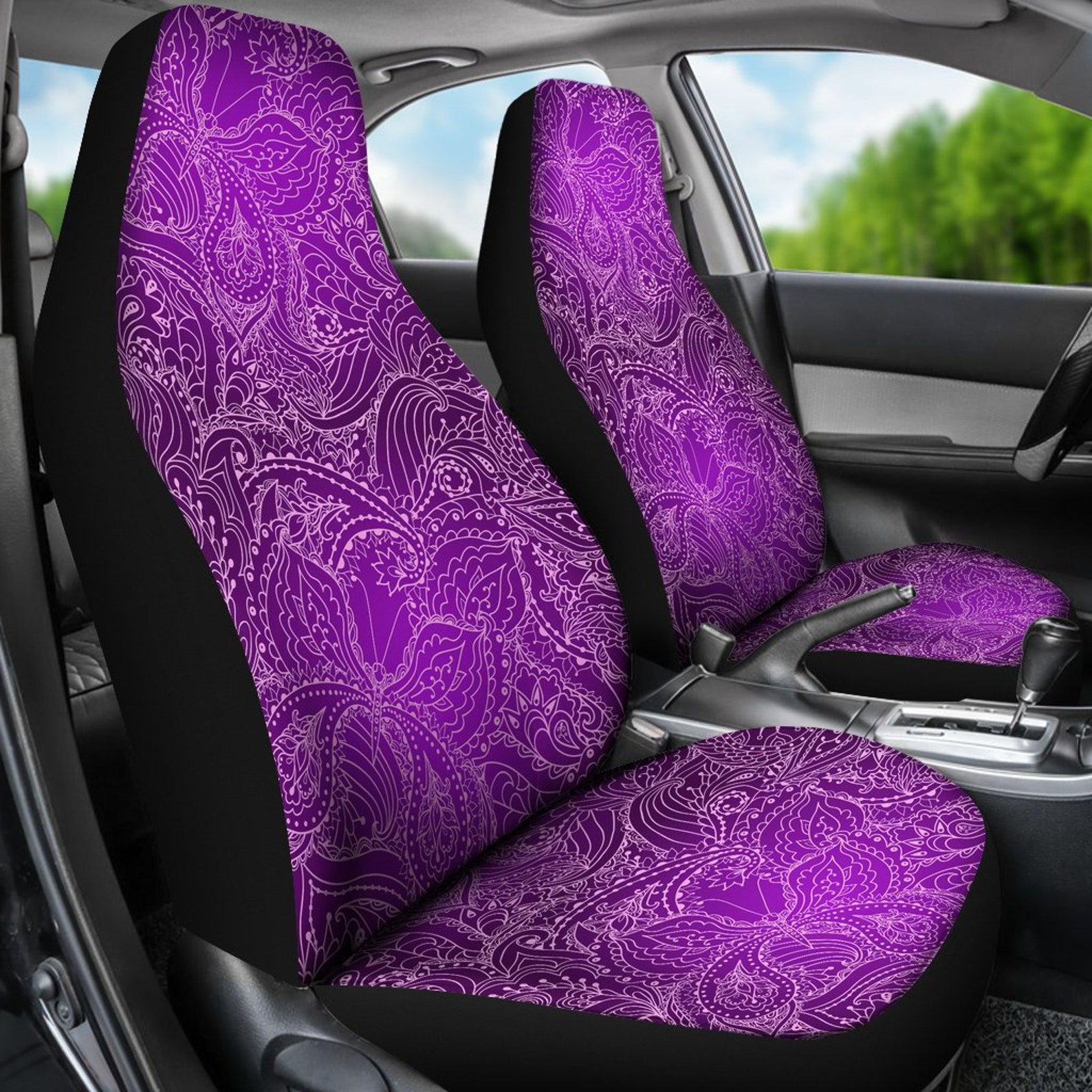 Purple Elegant Decor Car Seat Covers Pair 2 Front Seat Etsy