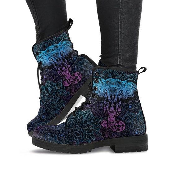 Paarse Elephant Womens Laarzen Vegan Leer Boho Chic Boho - Etsy België