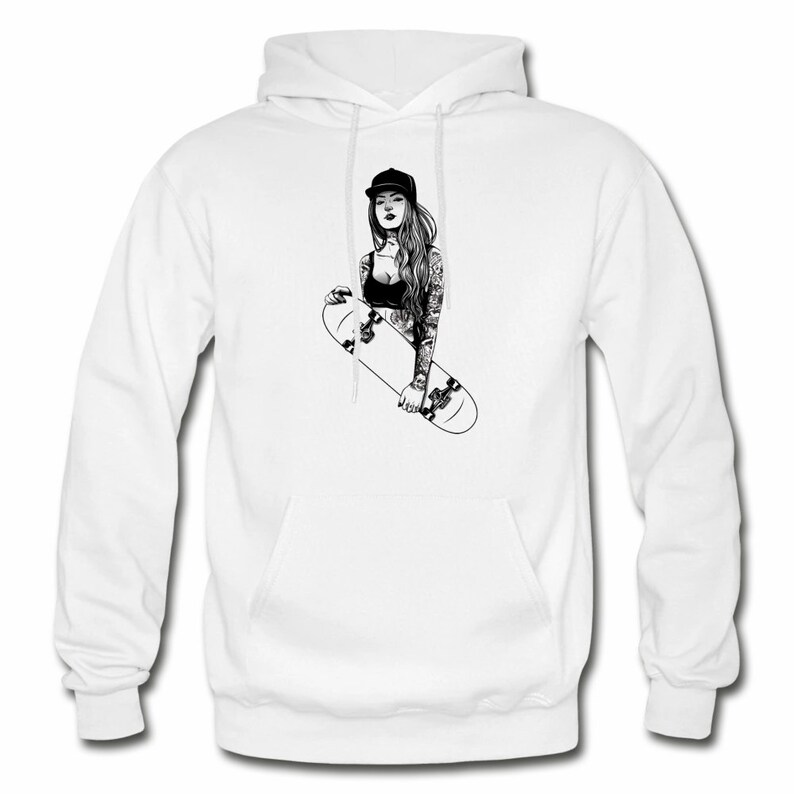 Skater Girl Skateboard Pullover Hoodie Unisex Hoodie Mens Etsy
