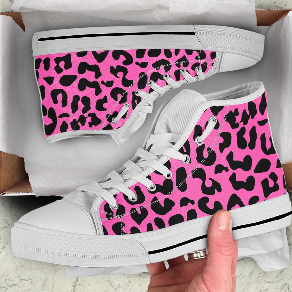 Womens Leopard High Top Sneakers Etsy