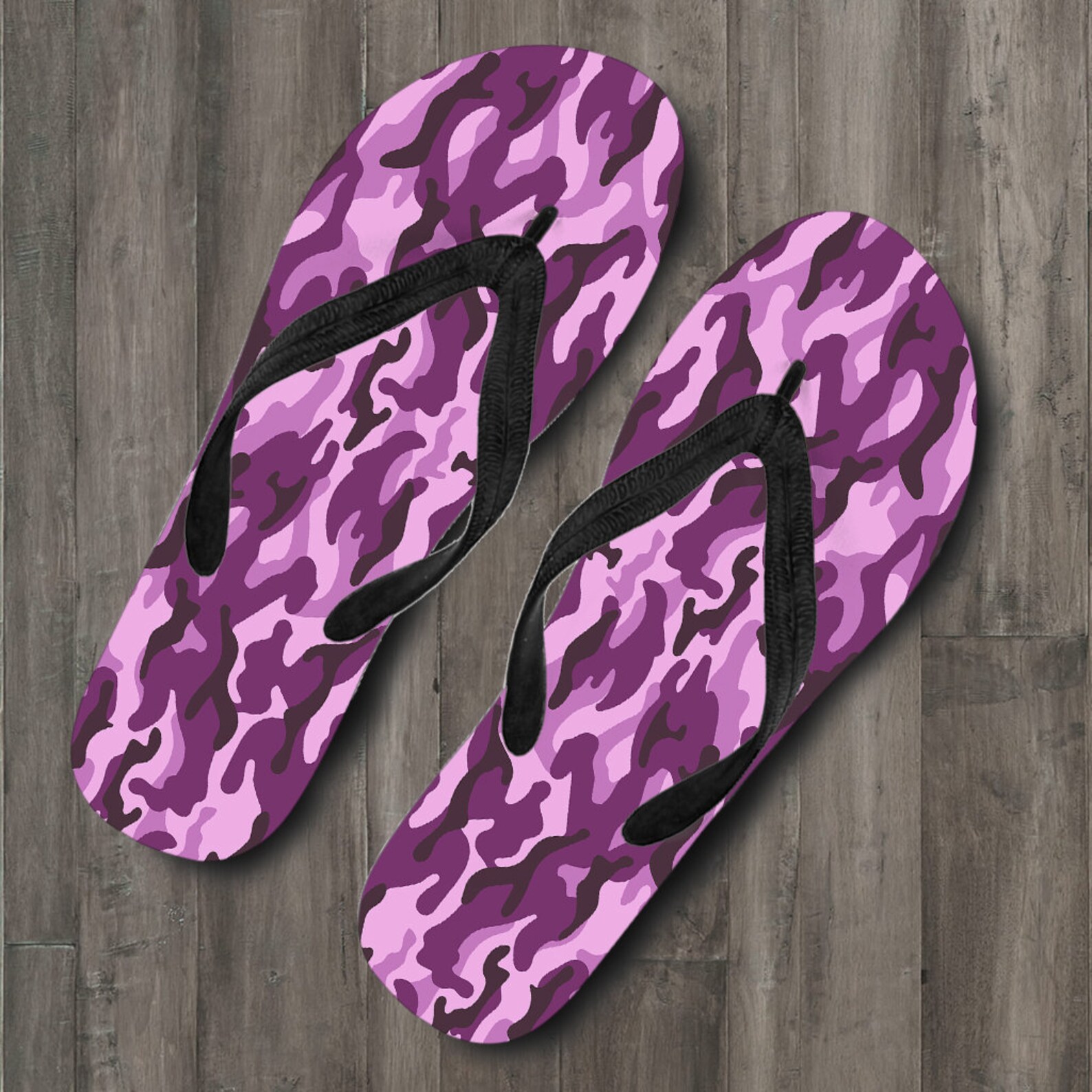 Purple Camo Camouflage Flip Flops Beach Flip Flops Femmes Etsy