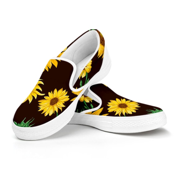 Beleopard Floral Flower Sunflower Womens Canvas Shoes Fashion Lace-Up Sneaker 