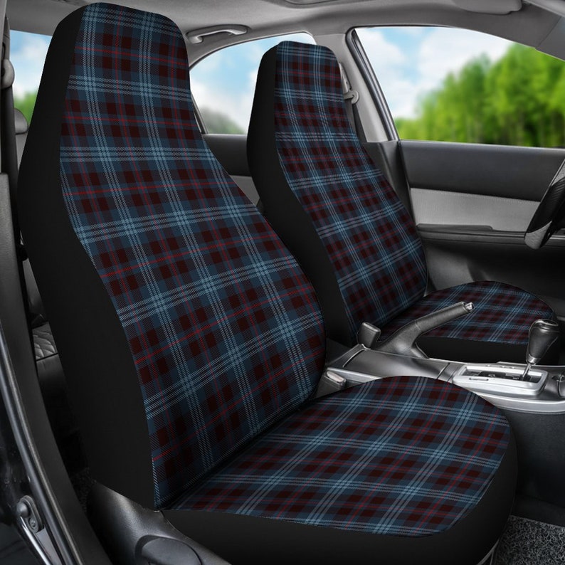 Blue Plaid Car Seat Covers Pair 2 Front Seat Covers Car Seat Etsy