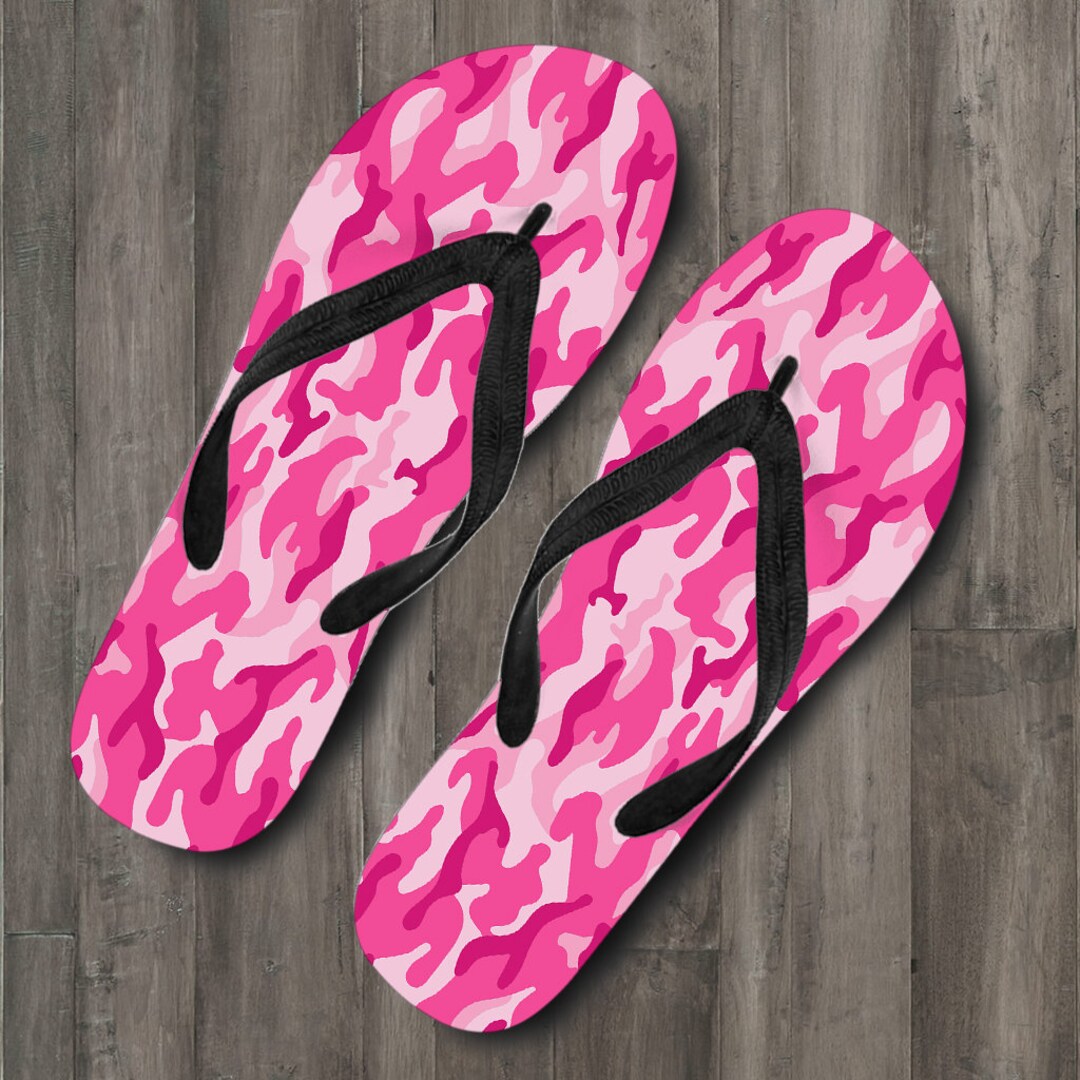 Pink Camo Camouflage Flip Flops Beach Flip Flops Womens - Etsy