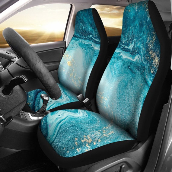 Blue Green Liquid Marble Print Abstract Car Seat Covers Green Liquid Marble Print Abstract Car, Marble Car Seat Covers