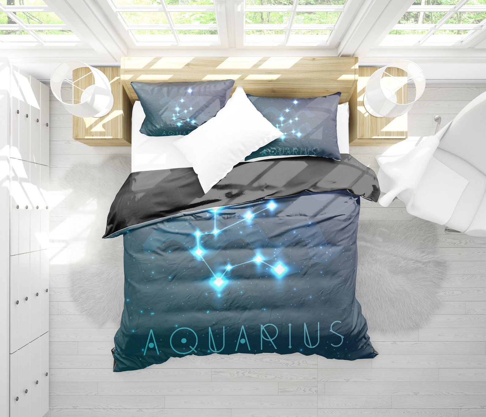 Aquarius Zodiac Sign Astrology Bedding Set Duvet Cover 2 Etsy